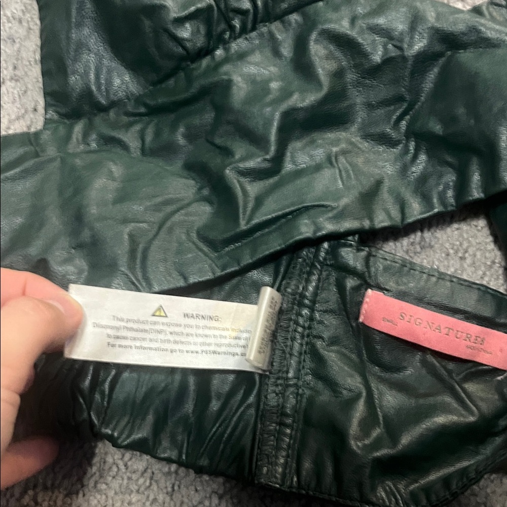 Green Faux Leather Cropped Top - Picture 3 of 3